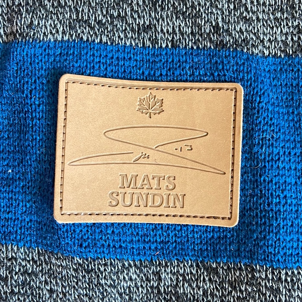 Toronto Maple Leafs scarf, Mats Sundin blue and grey, Molson Canadian brand.
